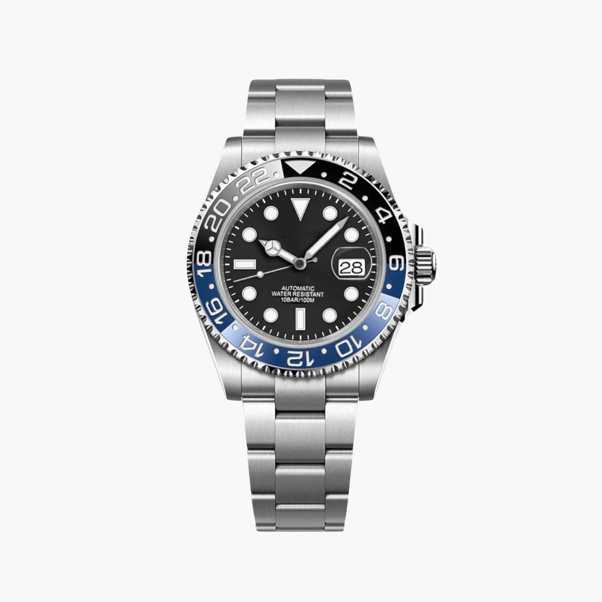 Automatic Watch 40mm – Black/Blue Bezel, Steel Bracelet