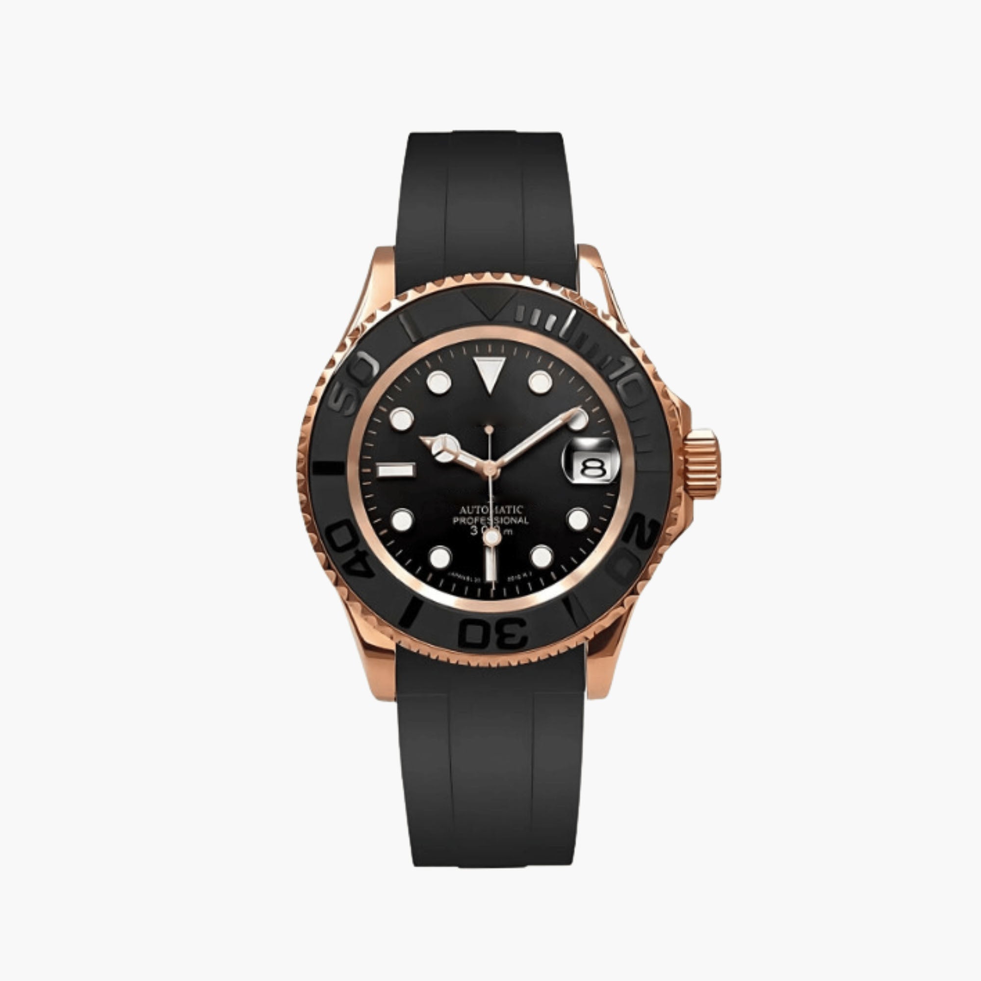 Automatisk Dykkerklokke 40 mm β Rosegull, Gummirem (2)