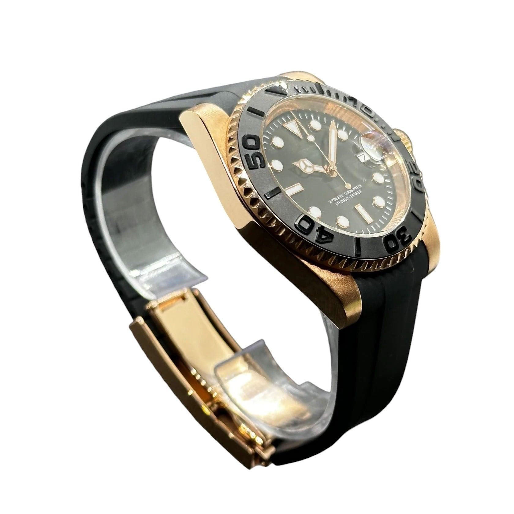 Automatisk Dykkerklokke 40 mm – Gull, Gummirem