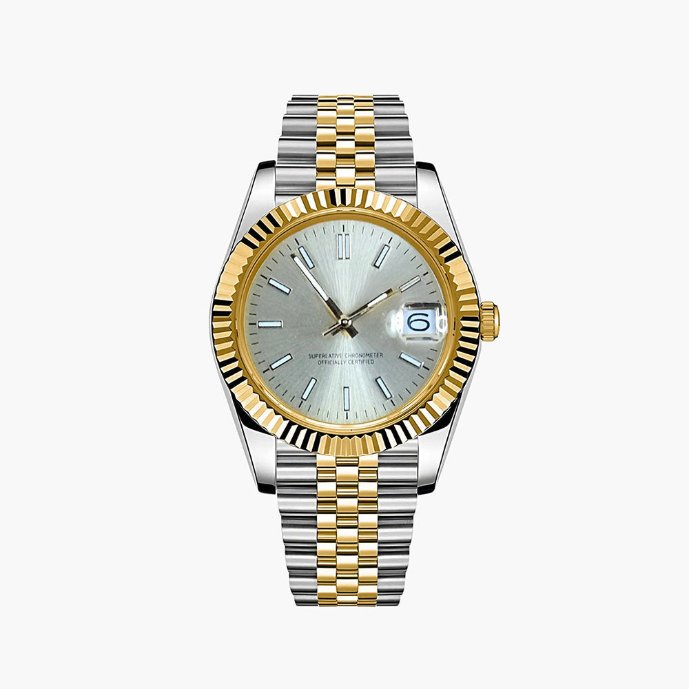 Classic Date Watch – Two-Tone, White Dial