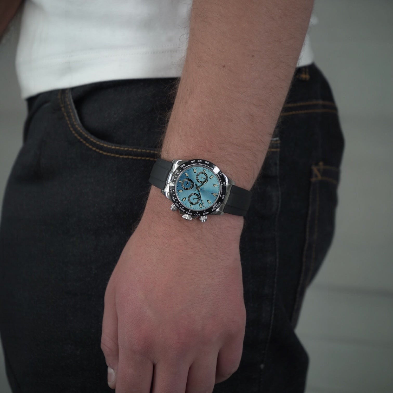 Racing Chronograph 40 mm – Isblå, Gummirem