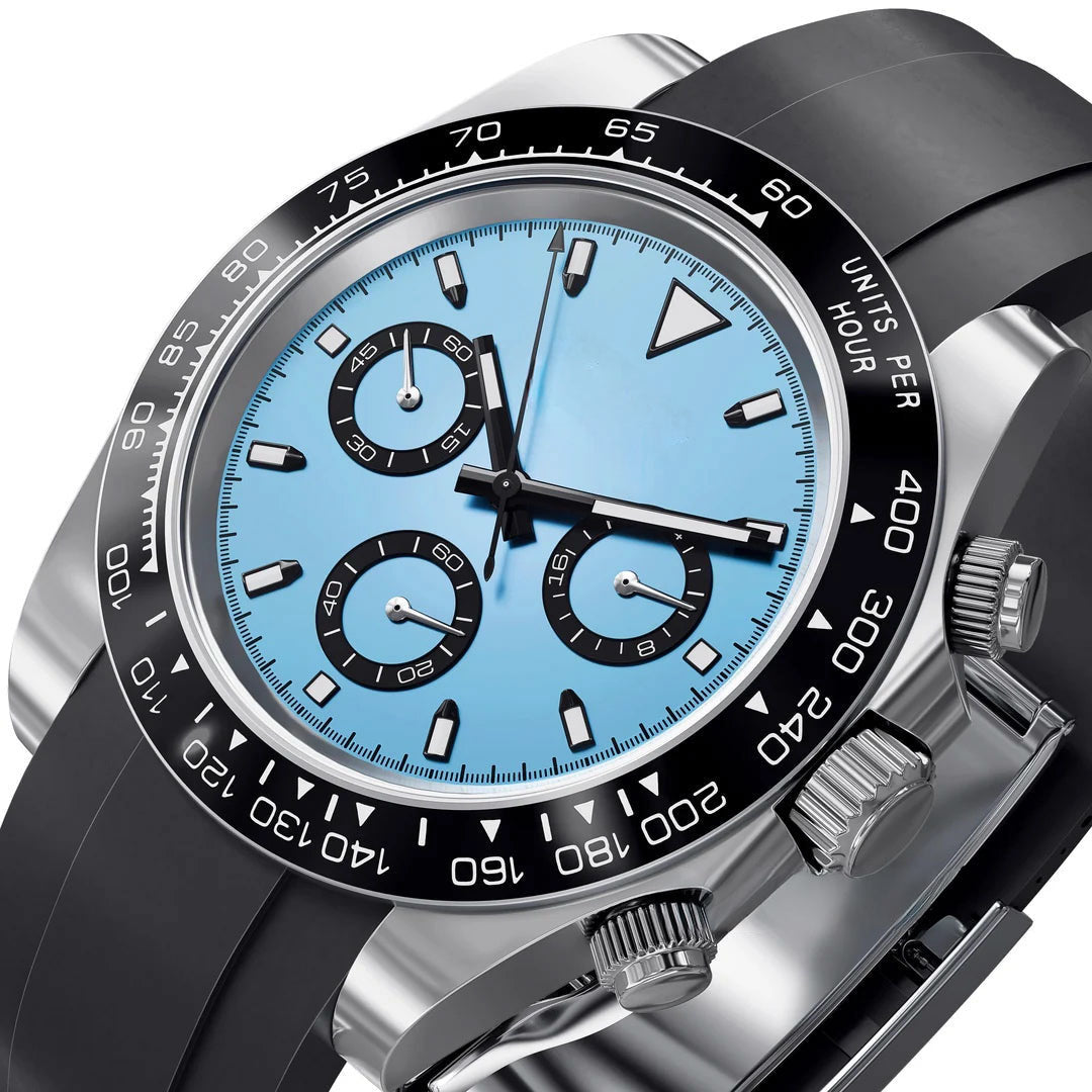 Racing Chronograph 40 mm – Isblå, Gummirem