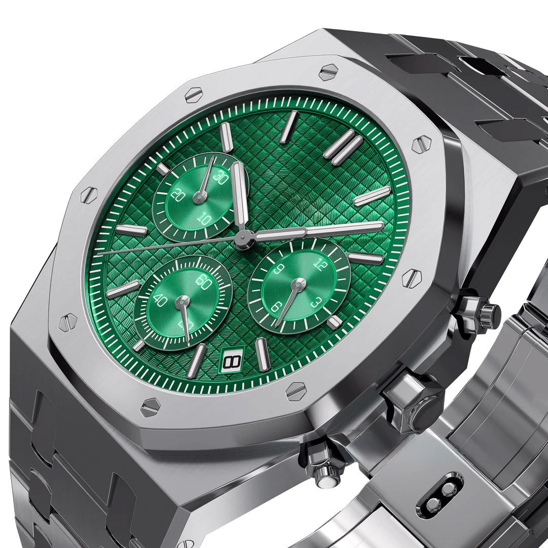 Oktagonal Sportsklokke Chronograph – Grønn