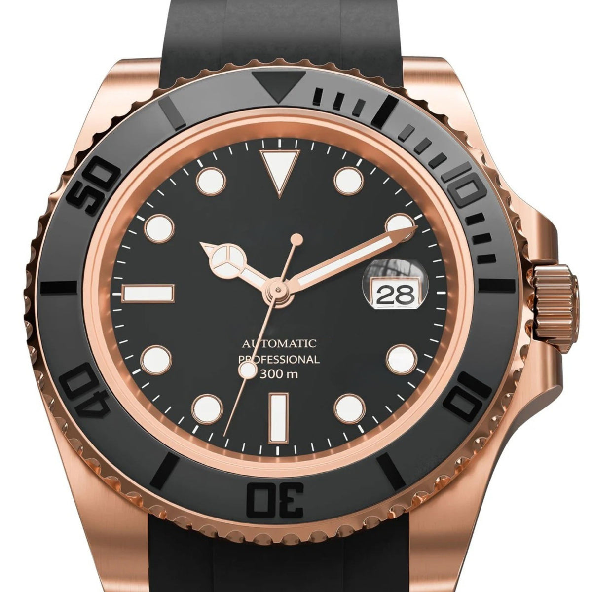 Automatic Dive Watch 40mm – Rose Gold, Rubber Strap (2)