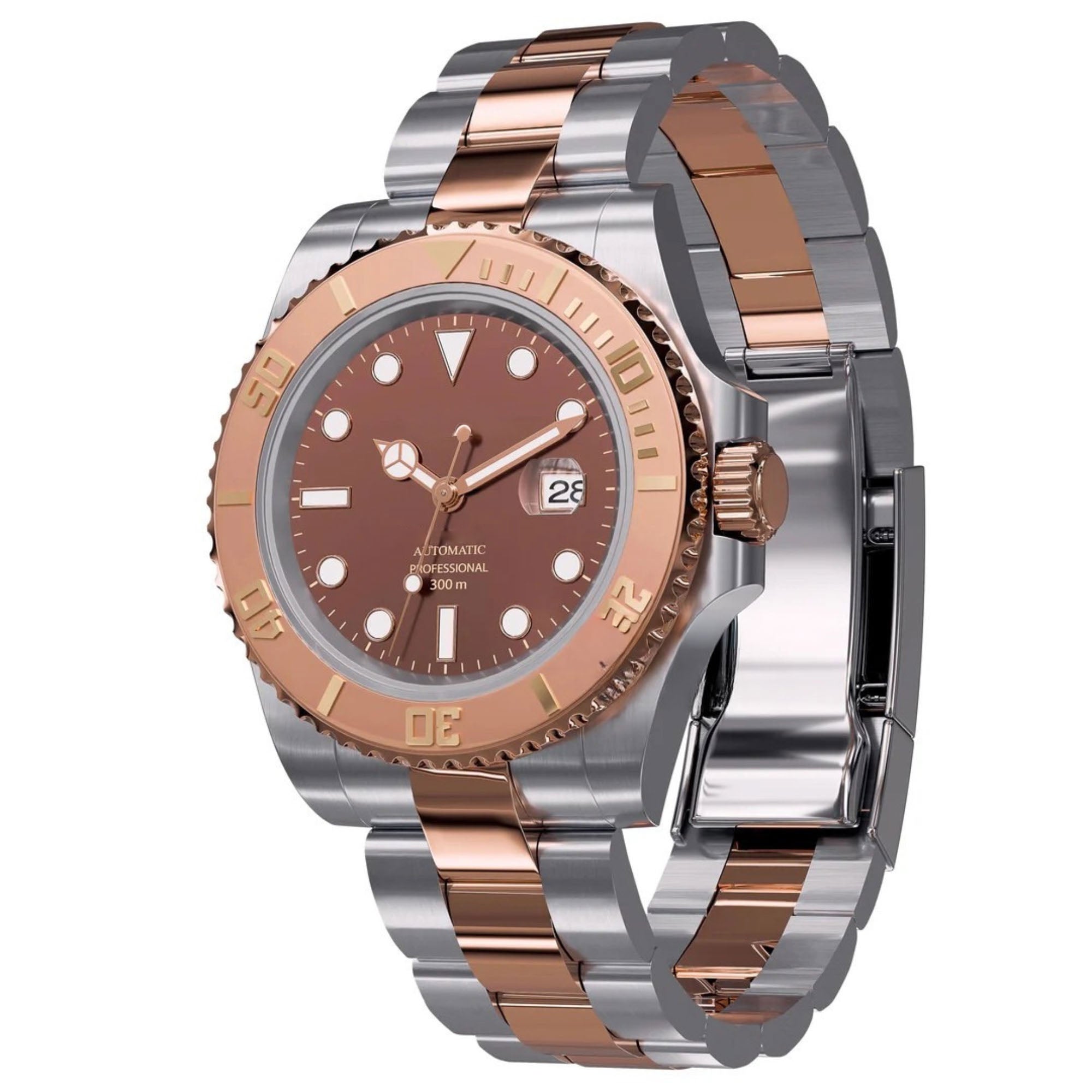 Automatisk Dykkerklokke 40 mm – Rosegull