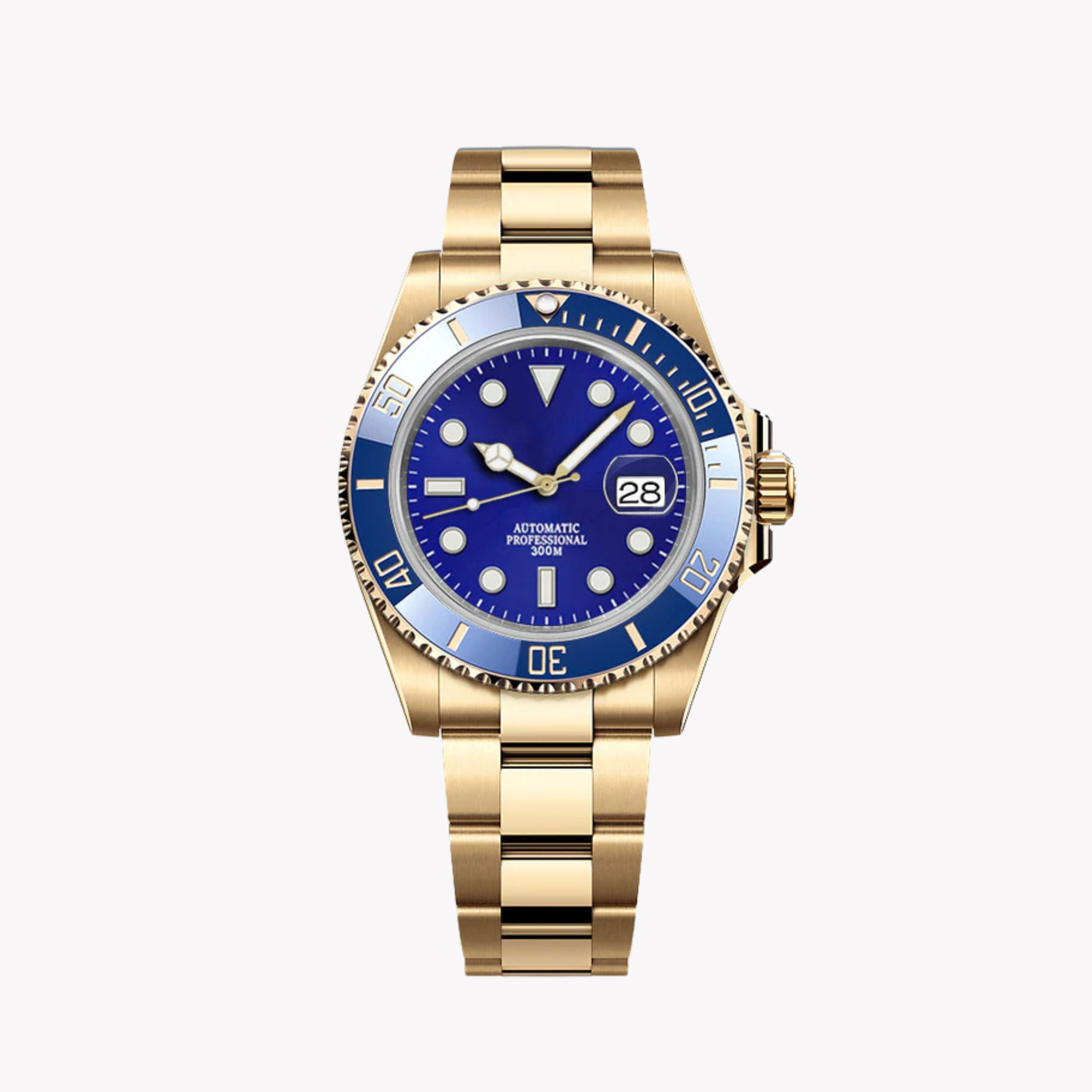 Automatisk Dykkerklokke 40 mm – Gull/Blå