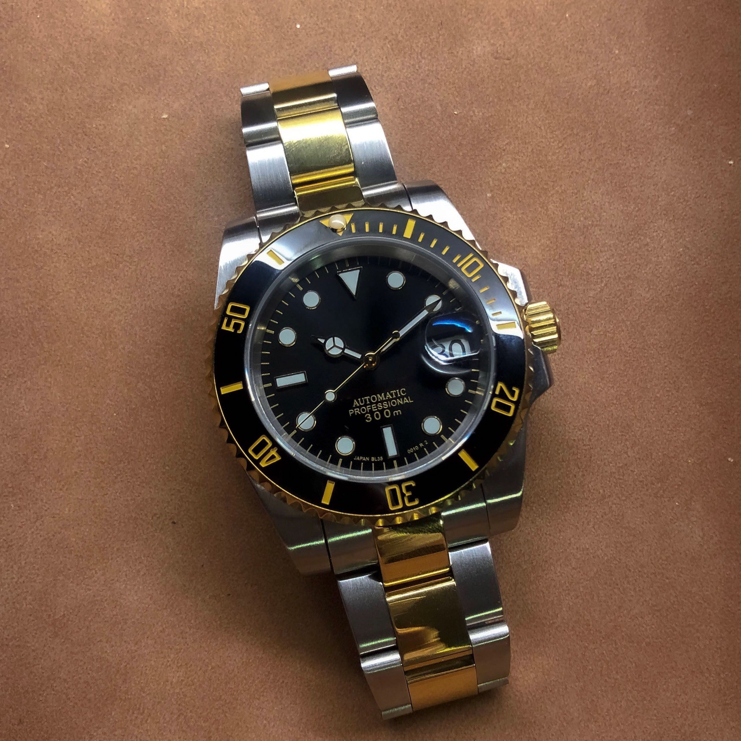 Automatisk Dykkerklokke 40 mm – Sort, Tofarget