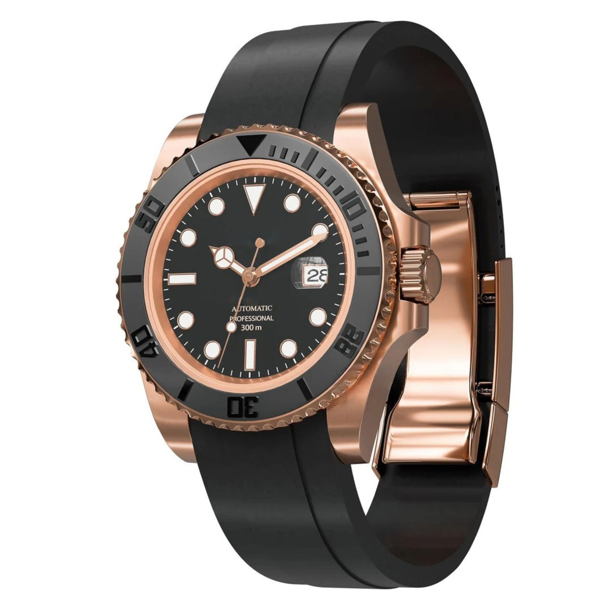Automatic Dive Watch 40mm – Rose Gold, Rubber Strap (2)